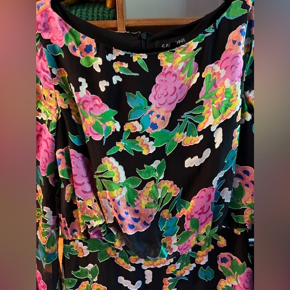 Saloni Felicia Silk Blend Mini Dress Floral Print Black Multi-Color Size… - Picture 10 of 12
